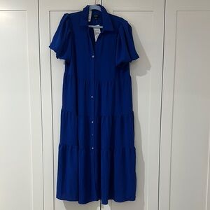 MSK Royal Blue Tiered Midi Dress